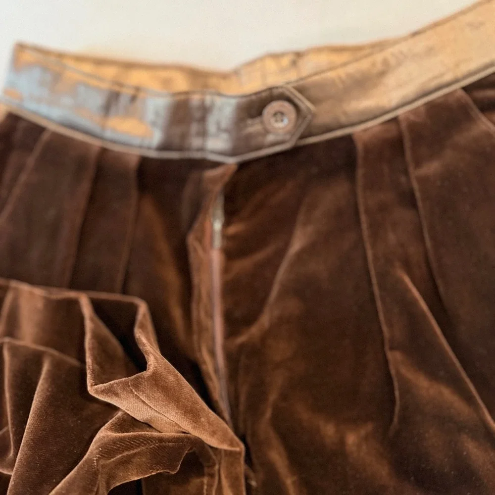 Vintage 1980s Escada by SRB Velvet Trousers Satin Trim (Made in Western Germany)